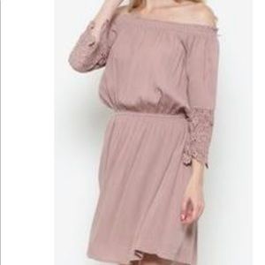 Brand new summer pinky mauve off shoulder dress.